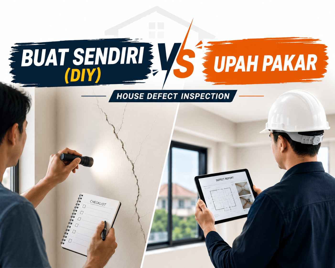 House Defect Inspection DIY vs Upah Pakar Check defect rumah sendiri atau upah pakar semak defect.